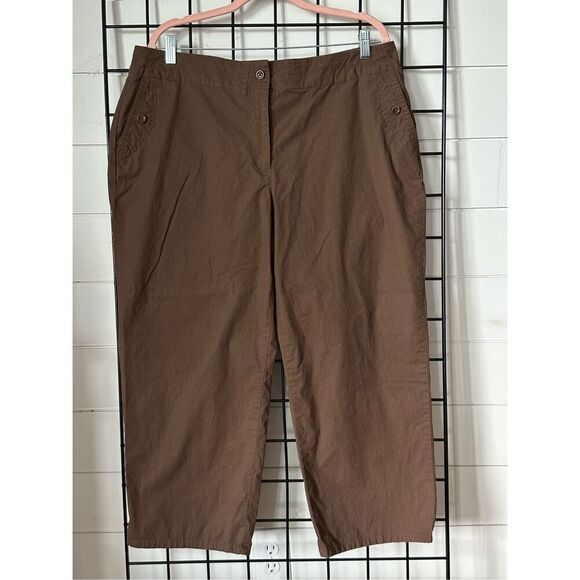 Talbots Cropped Capri Pants‎ Womens 16 Brown Summer Cottage Coastal Boho - Picture 1 of 11